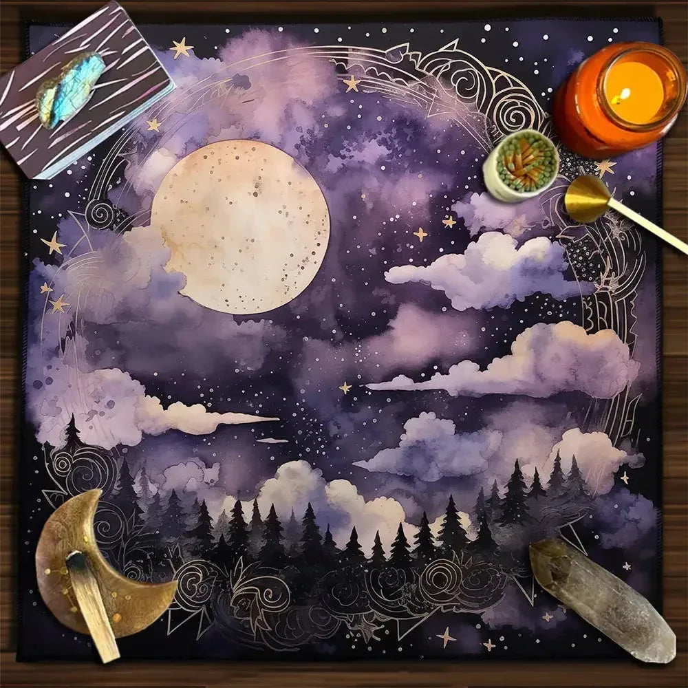 Mystic Alter Cloths - Sorceress Sanctuary Purple Cat Wreath / 50x50cm-Purple Cat Wreath / 75x75cm-Goddess / 50x50cm-Goddess / 75x75cm-Pink Star / 50x50cm