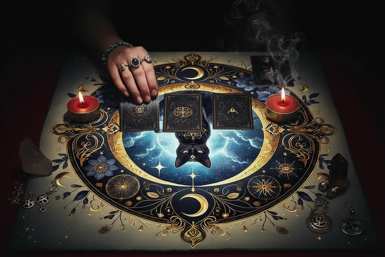 Mystic Alter Cloths - Sorceress Sanctuary Purple Cat Wreath / 50x50cm-Purple Cat Wreath / 75x75cm-Goddess / 50x50cm-Goddess / 75x75cm-Pink Star / 50x50cm