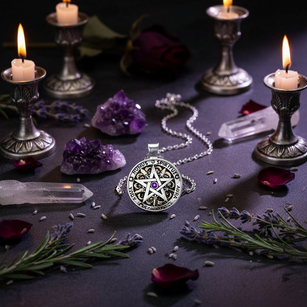 Star Gem Necklace with Metal Pendant Sweater Chain Sorceress Sanctuary