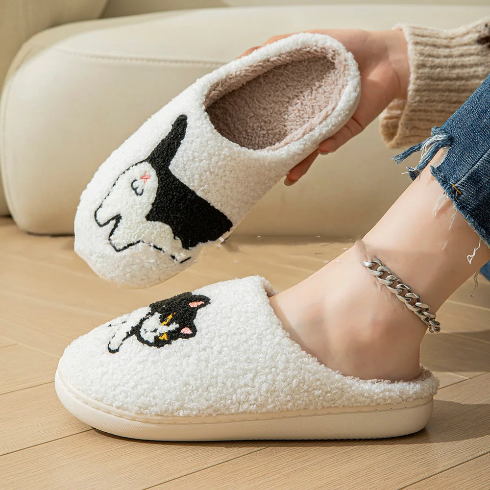 Black Cat Plush Slippers
