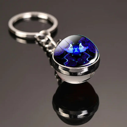 Zodiac Keychain | Time Gem Double-Sided Glass Ball