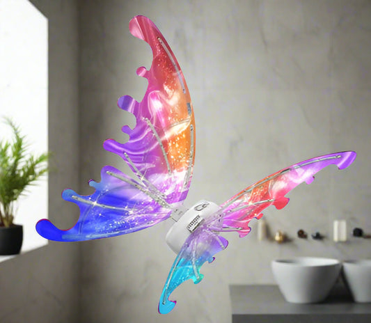 Colorful butterfly-shaped LED light on a white background