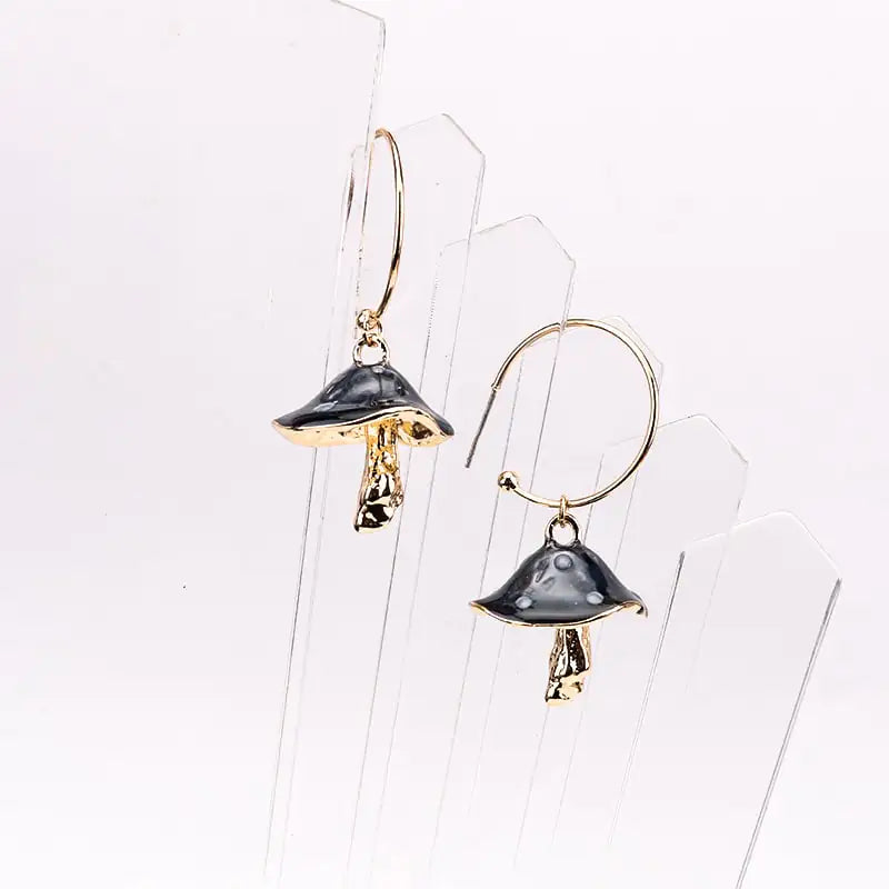 Oil Drip Mushroom Earrings