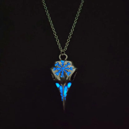Glow Raven Skull Necklace