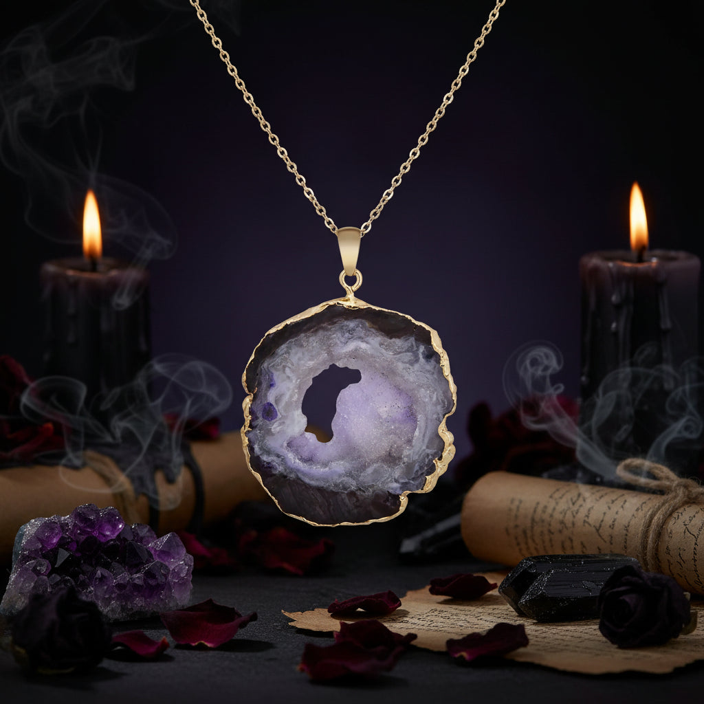 Natural Crystal Pendant - Sorceress Sanctuary Purple-Green-Red-Yellow-Blue