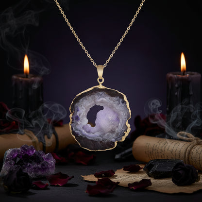 Natural Crystal Pendant - Sorceress Sanctuary Purple-Green-Red-Yellow-Blue
