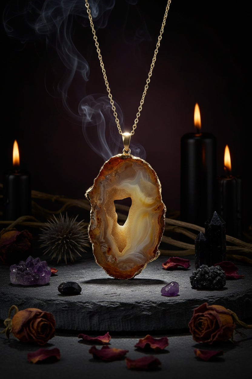 Natural Crystal Pendant - Sorceress Sanctuary Purple-Green-Red-Yellow-Blue