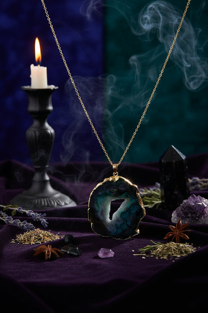 Natural Crystal Pendant - Sorceress Sanctuary Purple-Green-Red-Yellow-Blue