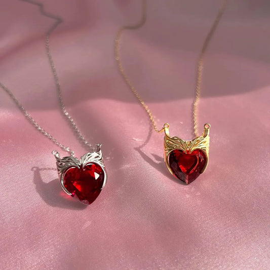 Scarlet Witch Heart Zircon Necklace in Stainless Steel