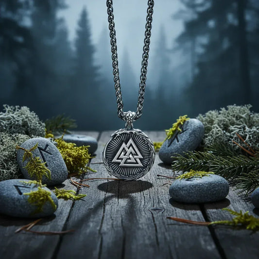 Nordic Knot Necklace - Sorceress Sanctuary Pendant + 5mm70cm black silver ring chain-Pendant + 5mm70cm black silver wheat chain-Single pendant