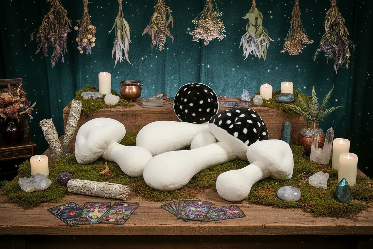 Nordic Mushroom Pillow - Sorceress Sanctuary Black / 80cm/0.65kg-Grey / 100cm/1.4kg-Black / 100cm/1.4kg-Black / 130cm/2.2kg-Grey / 130cm/2.2kg
