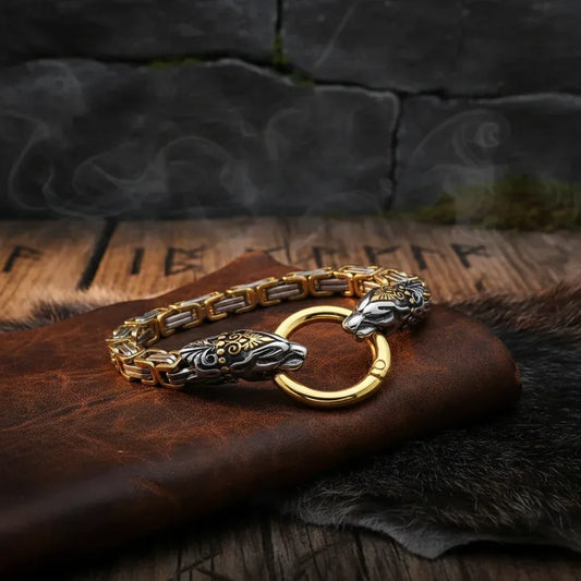 Nordic Wolf Emperor Bracelet - Sorceress Sanctuary Silver necklace-Silver bracelet-Gold bracelet-Gold necklace + bracelet-Silver necklace + bracelet