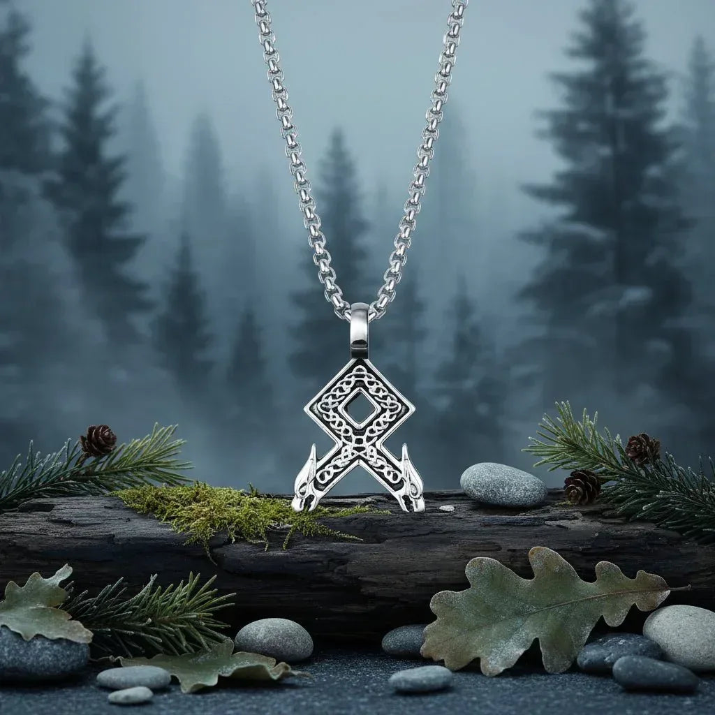 Norse Rune Wolf Necklace - Sorceress Sanctuary Silver / Titanium steel