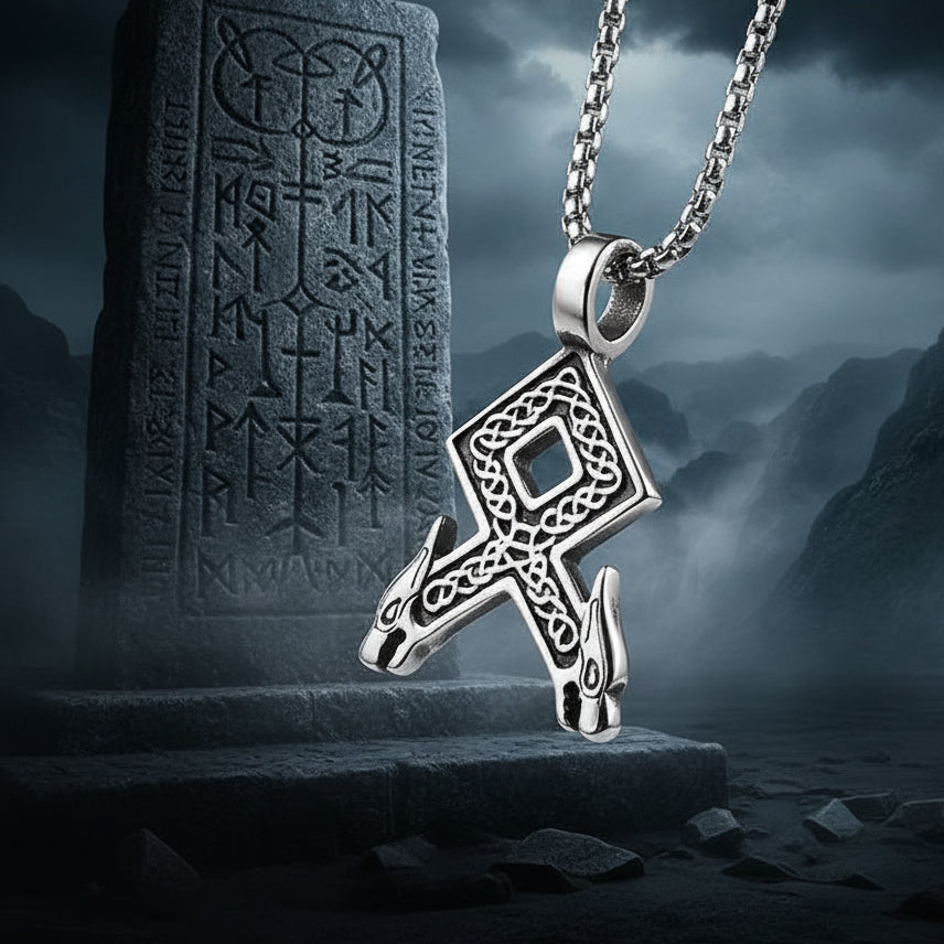Norse Rune Wolf Necklace - Sorceress Sanctuary Silver / Titanium steel