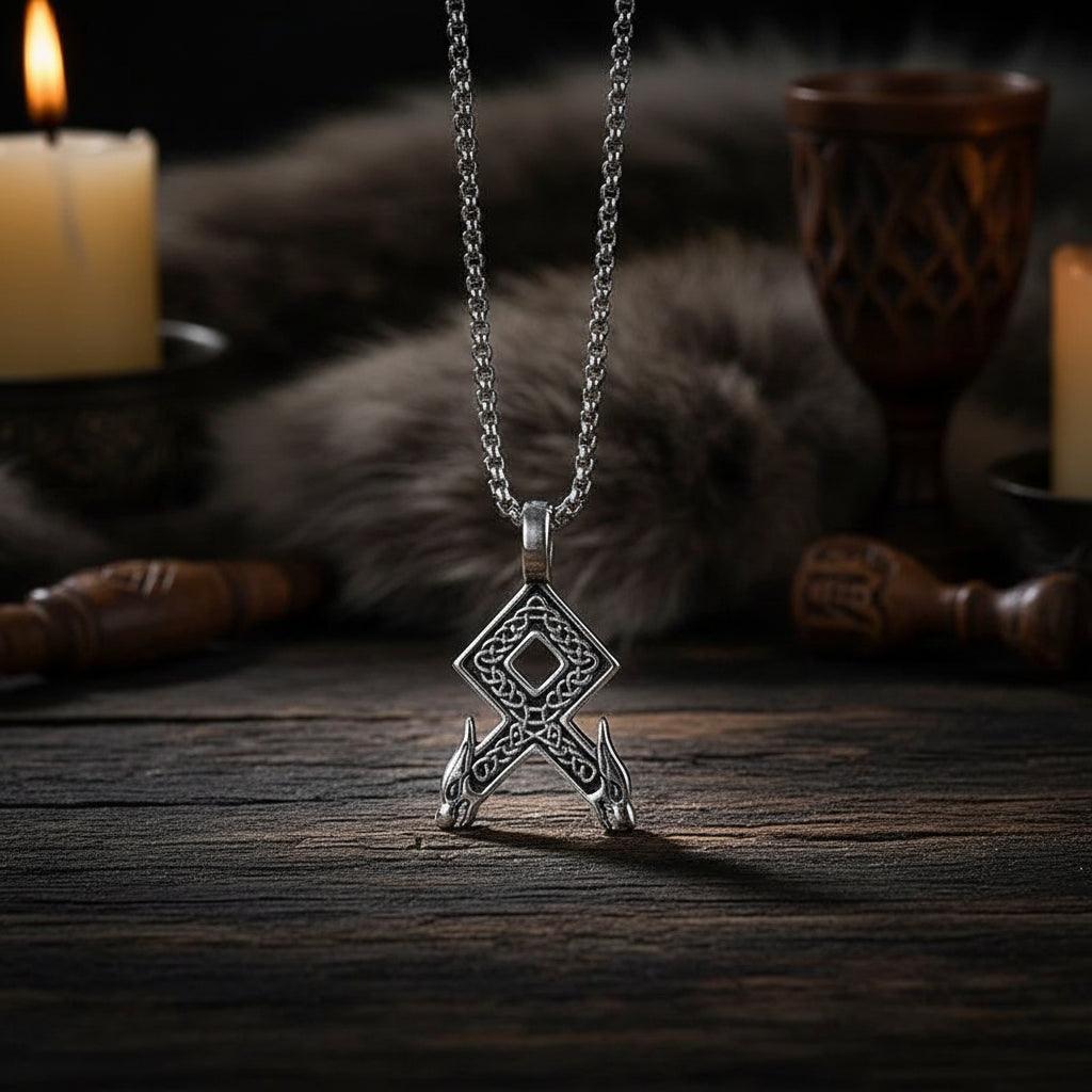 Norse Rune Wolf Necklace - Sorceress Sanctuary Silver / Titanium steel