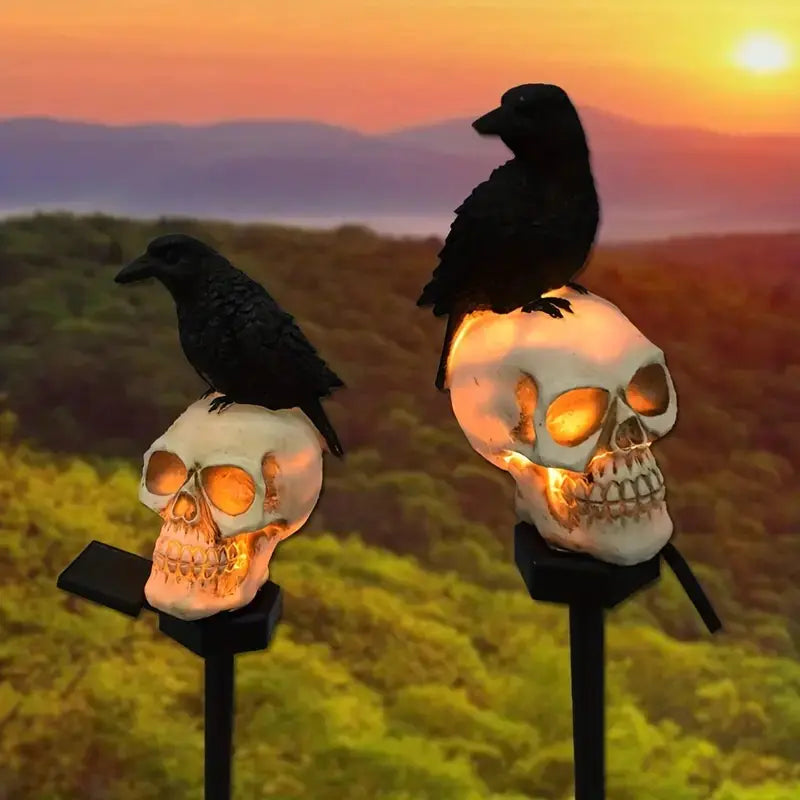 Witch’s Crow & Skull Solar Light