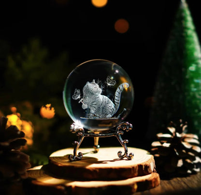 Enchanted Crystal Sphere | Cat & Butterfly
