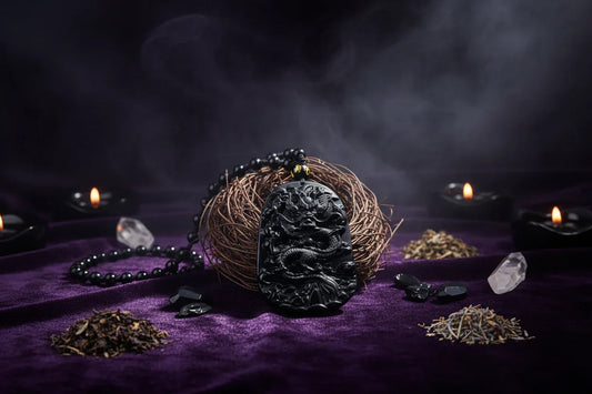 Obsidian Dragon Necklace - Sorceress Sanctuary Black Guan Gong-Black Double Pixiu-Black Single Pixiu-Black Big Belly Buddha-Black Lotus Guanyin