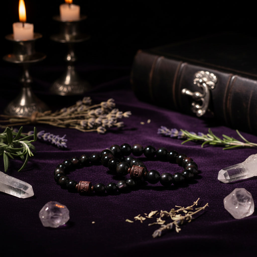 Obsidian Sandalwood Bracelet - Sorceress Sanctuary 8mm-10mm  