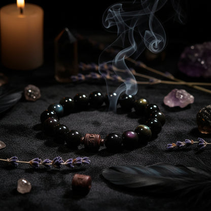Obsidian Sandalwood Bracelet - Sorceress Sanctuary 8mm-10mm  