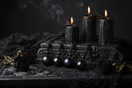 Obsidian Amulet - Sorceress Sanctuary Coffee rope / 14mm-Coffee rope / 18mm-Black rope / 18mm-Black rope / 14mm-Black rope / 16mm