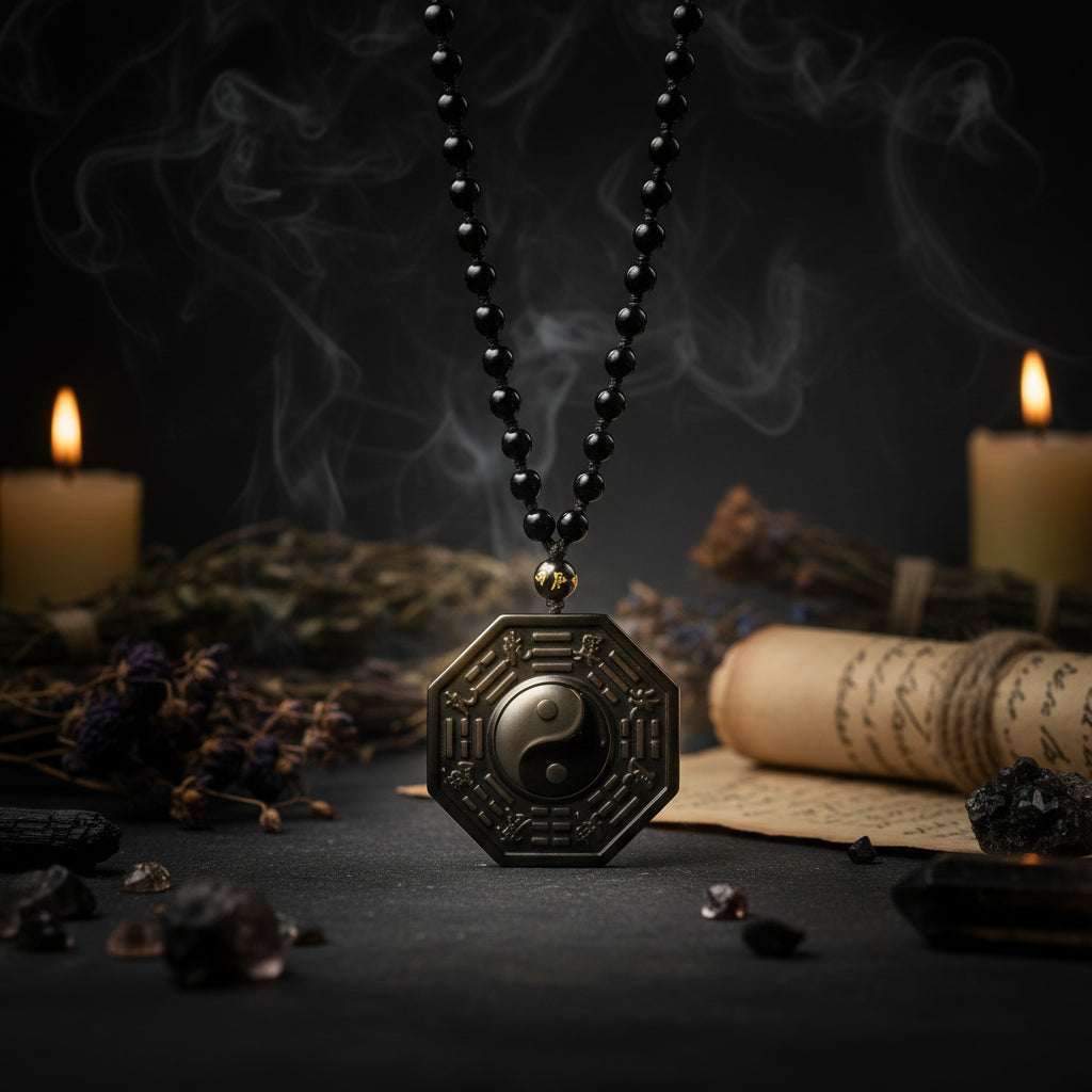 Obsidian Yin Yang | Taiji Necklace - Sorceress Sanctuary Black
