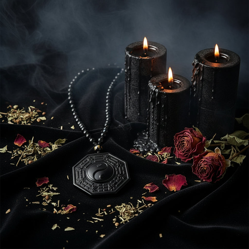 Obsidian Yin Yang | Taiji Necklace - Sorceress Sanctuary Black