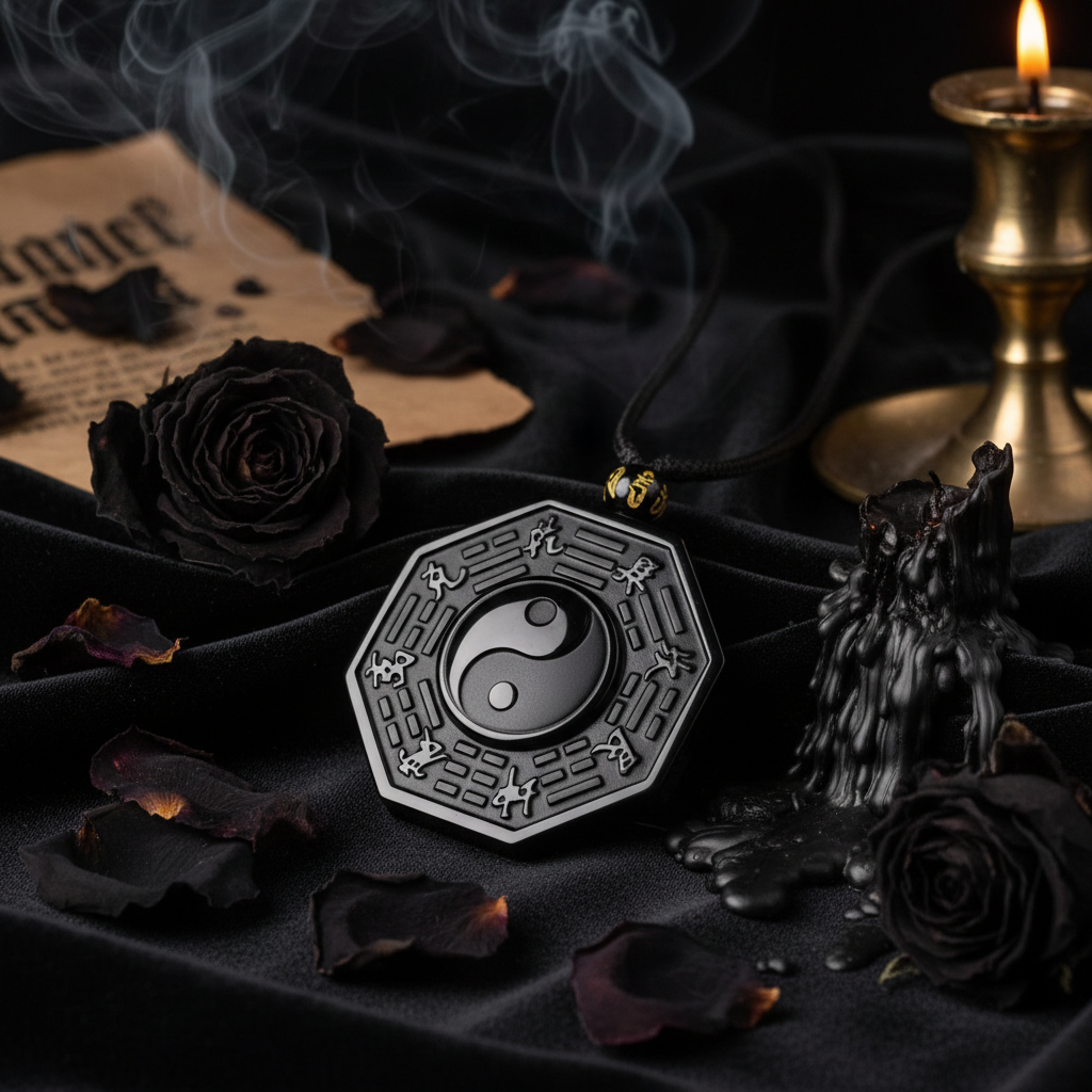 Obsidian Yin Yang | Taiji Necklace - Sorceress Sanctuary Black