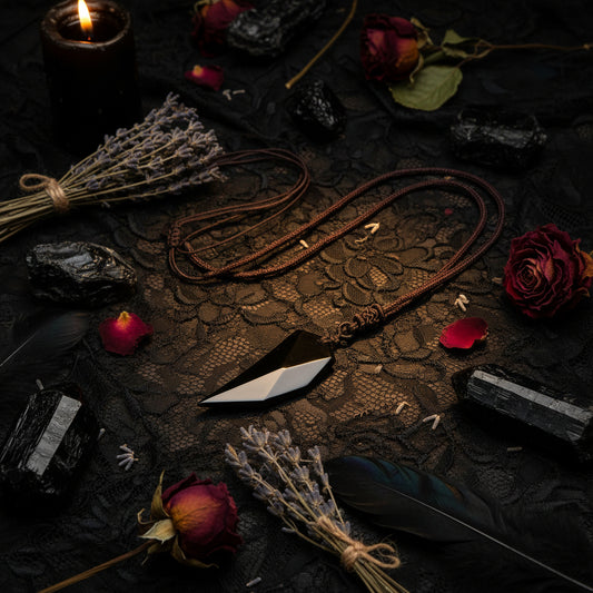 Obsidian Wolf Tooth Pendant - Sorceress Sanctuary Black