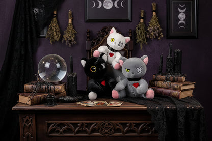 Occult Cat Plushie - Sorceress Sanctuary Black Dark Cat / 25cm  0.2kg-Black Dark Cat / 35cm  0.35kg-Pink cute cat / 25cm  0.2kg-Pink cute cat / 35cm  0.35kg-Grey upset cat / 25cm  0.2kg