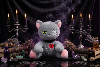 Occult Cat Plushie - Sorceress Sanctuary Black Dark Cat / 25cm  0.2kg-Black Dark Cat / 35cm  0.35kg-Pink cute cat / 25cm  0.2kg-Pink cute cat / 35cm  0.35kg-Grey upset cat / 25cm  0.2kg