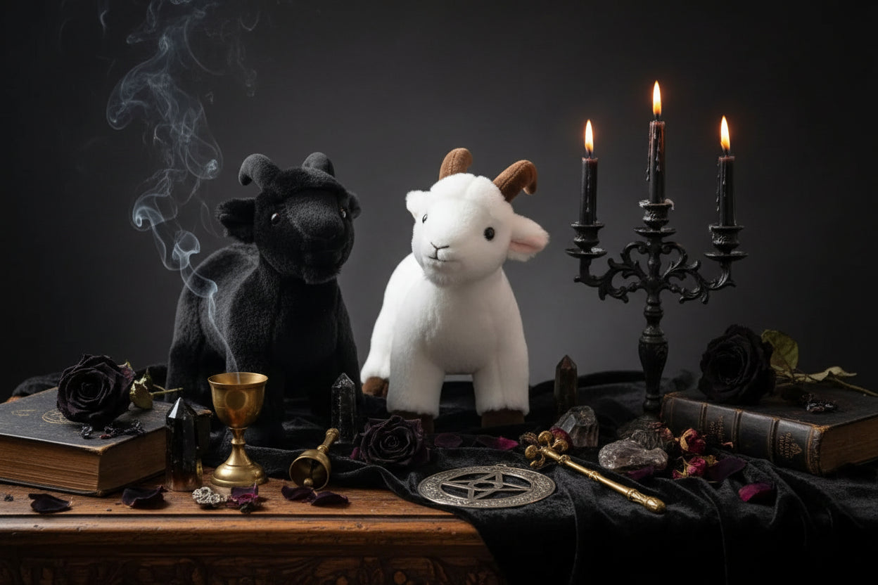 Occult Goat Plushie - Sorceress Sanctuary 30cm Black / 30cm-30cm White / 30cm-40cm Black / 40cm-40cm White / 40cm