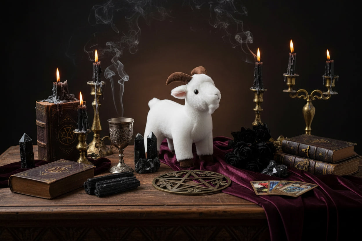 Occult Goat Plushie - Sorceress Sanctuary 30cm Black / 30cm-30cm White / 30cm-40cm Black / 40cm-40cm White / 40cm