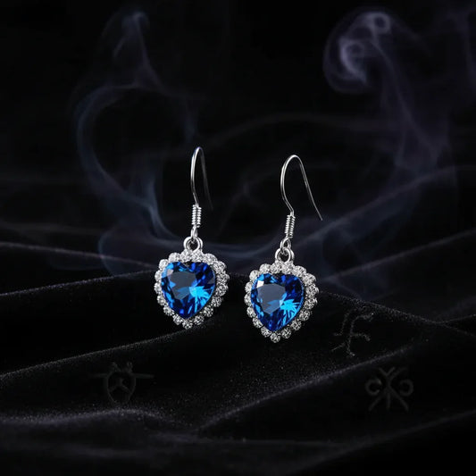 Ocean Heart Earrings - Sorceress Sanctuary Purple-White-sea blue-pink-Royal blue