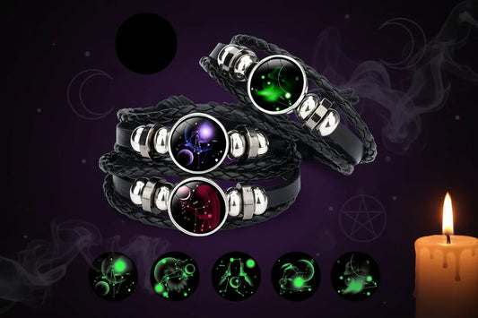 Luminous Zodiac Time Stone Cowhide Beaded Bracelet Sorceress Sanctuary