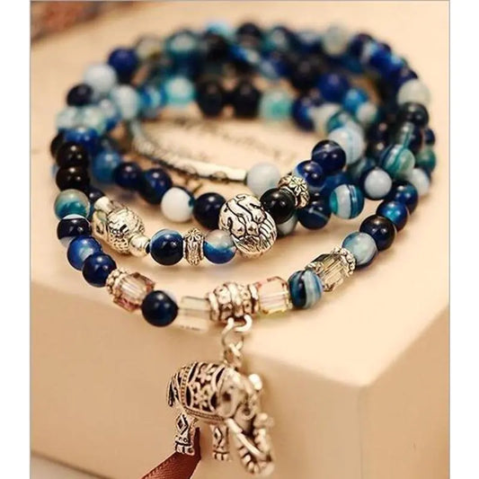 Blue Agate Elephant Bracelet