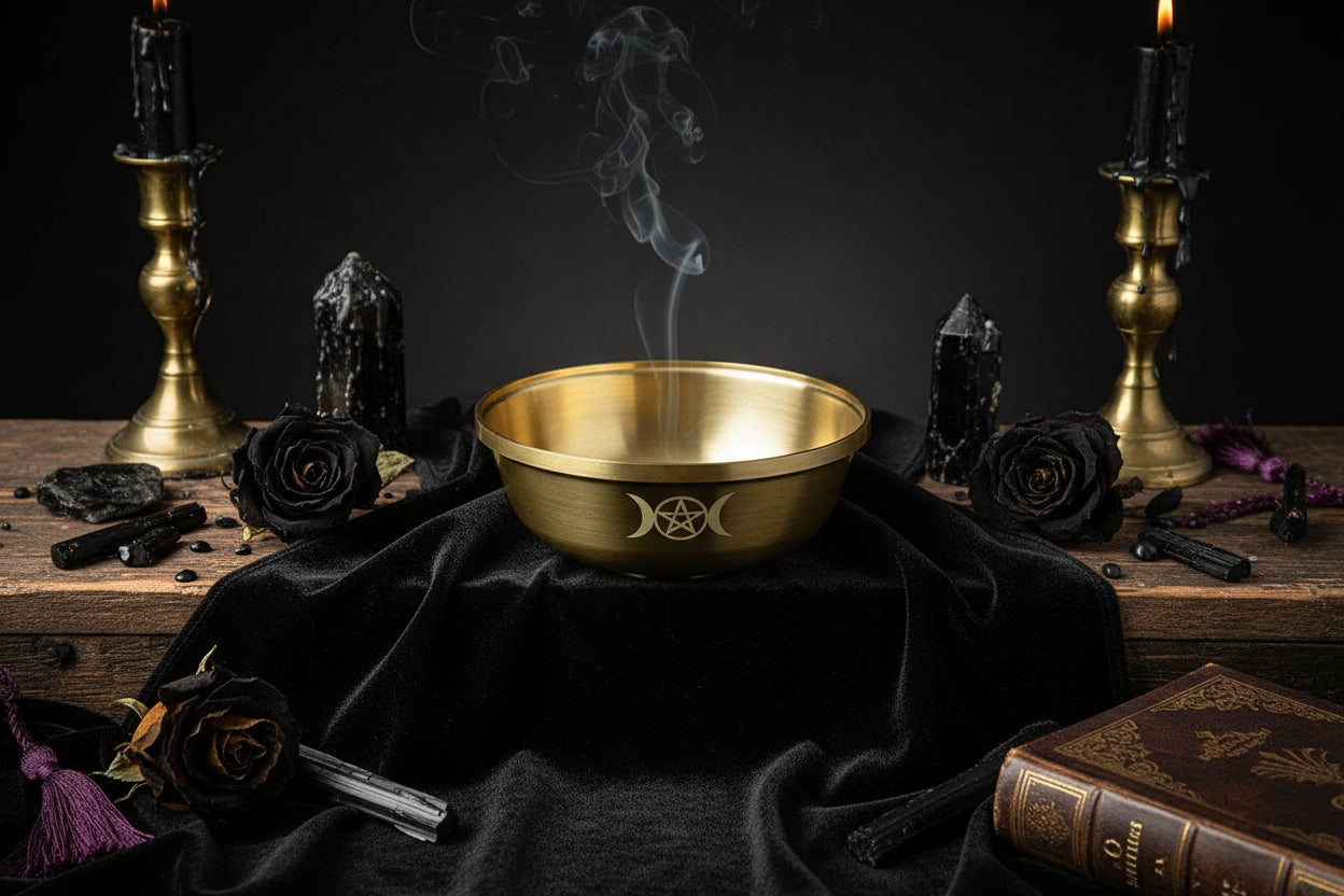 Pentagram Altar Bowl - Sorceress Sanctuary copper bowl