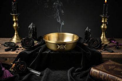 Pentagram Altar Bowl - Sorceress Sanctuary copper bowl
