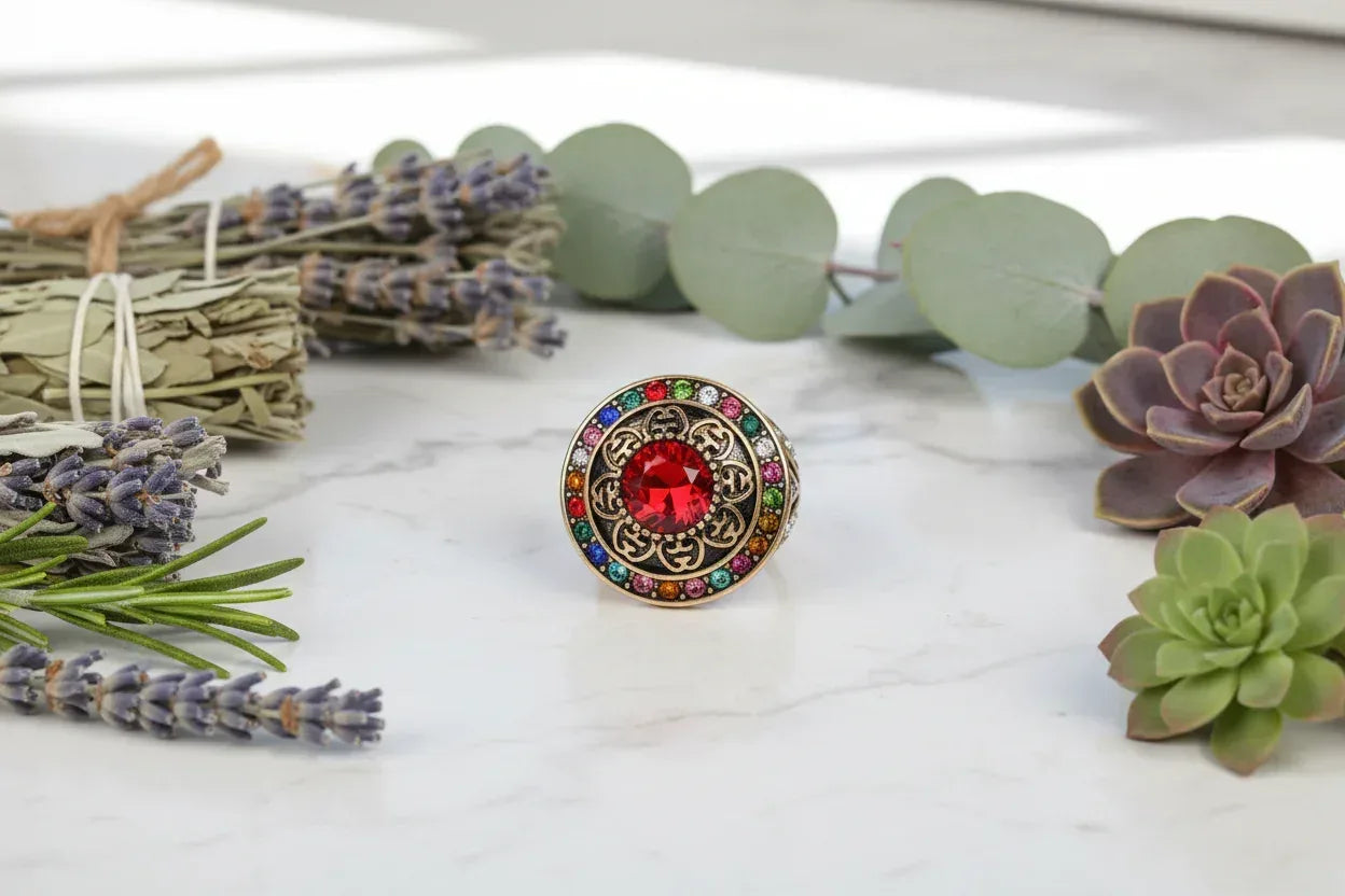 Persian Jade Ring - Sorceress Sanctuary Ancient KC Black / No9-Ancient KC Transparent Red / No7-Ancient KC Black / No8-Ancient KC Transparent Red / No9-Ancient KC Transparent Red / No8