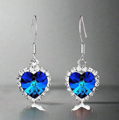 Ocean Heart Crystal Earrings