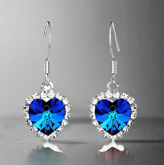 Ocean Heart Crystal Earrings