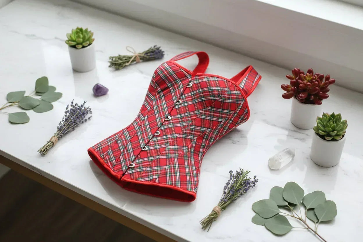 Plaid Corset - Sorceress Sanctuary Red / S-Red / M-Red / L-Red / XL-Red / 2XL