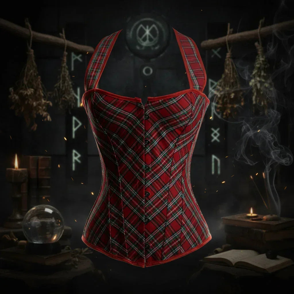 Plaid Corset - Sorceress Sanctuary Red / S-Red / M-Red / L-Red / XL-Red / 2XL