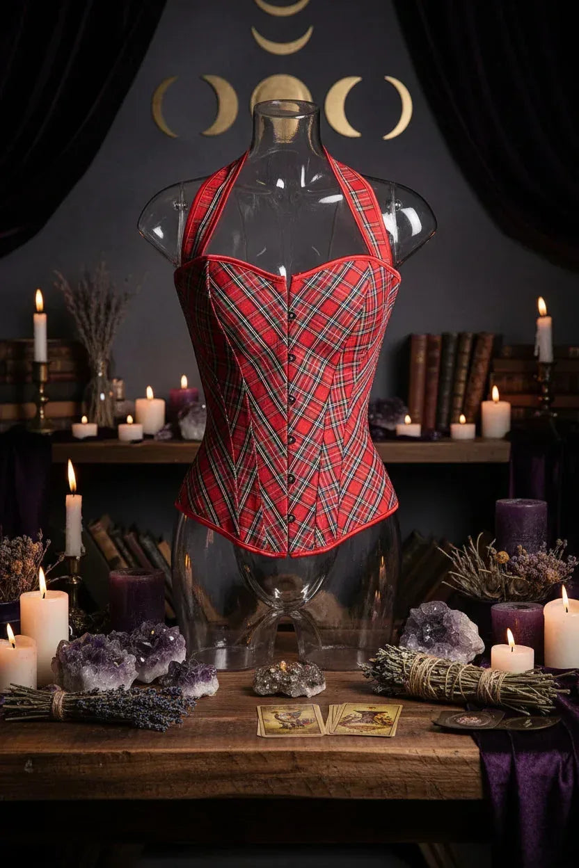 Plaid Corset - Sorceress Sanctuary Red / S-Red / M-Red / L-Red / XL-Red / 2XL