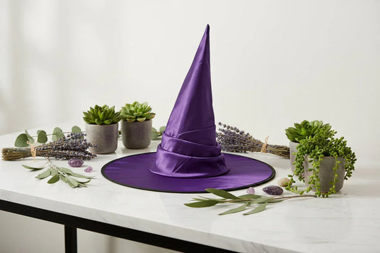 Pleated Witch Hat - Sorceress Sanctuary Black Pleated Hat / Free Size-Purple Pleated Hat / Free Size