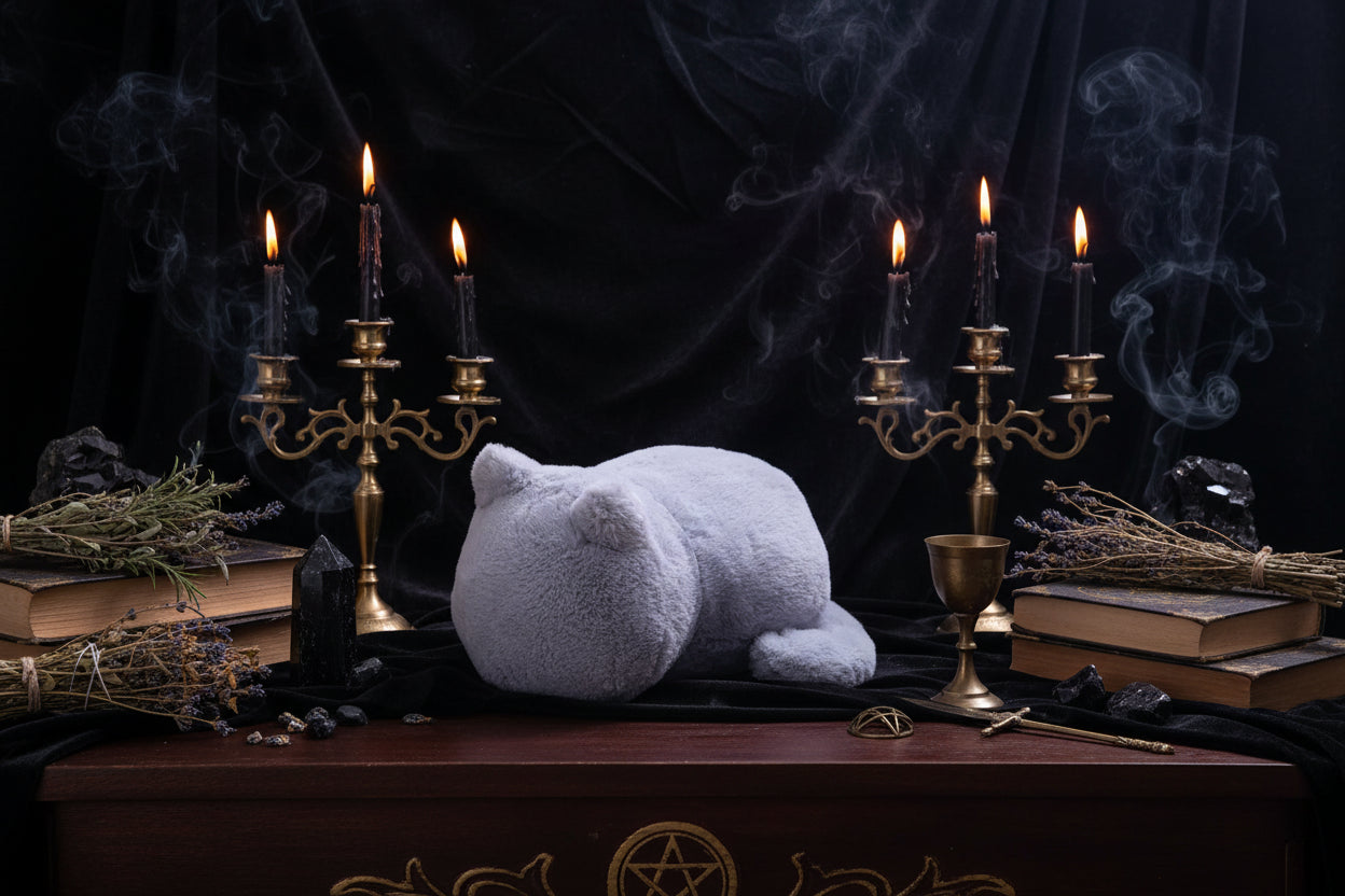 Plush Cat Pillow - Sorceress Sanctuary White-Black-Grey