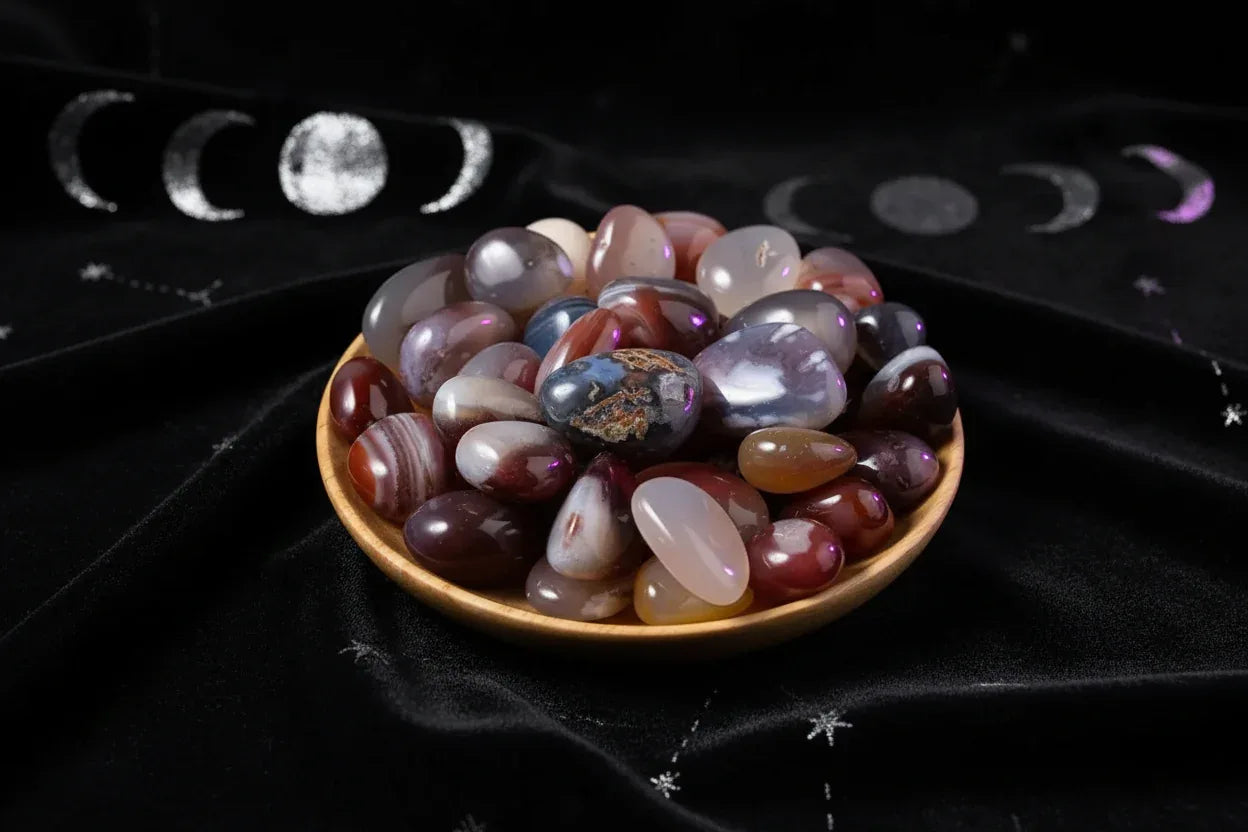 Polished Crystals - Sorceress Sanctuary (Nonriver Agate) / (100g)-(Snowflake) / (100g)-(Red Aventurine) / (100g)-(Blue Sandstone) / (100g)-(Aquamarine Agate) / (100g)