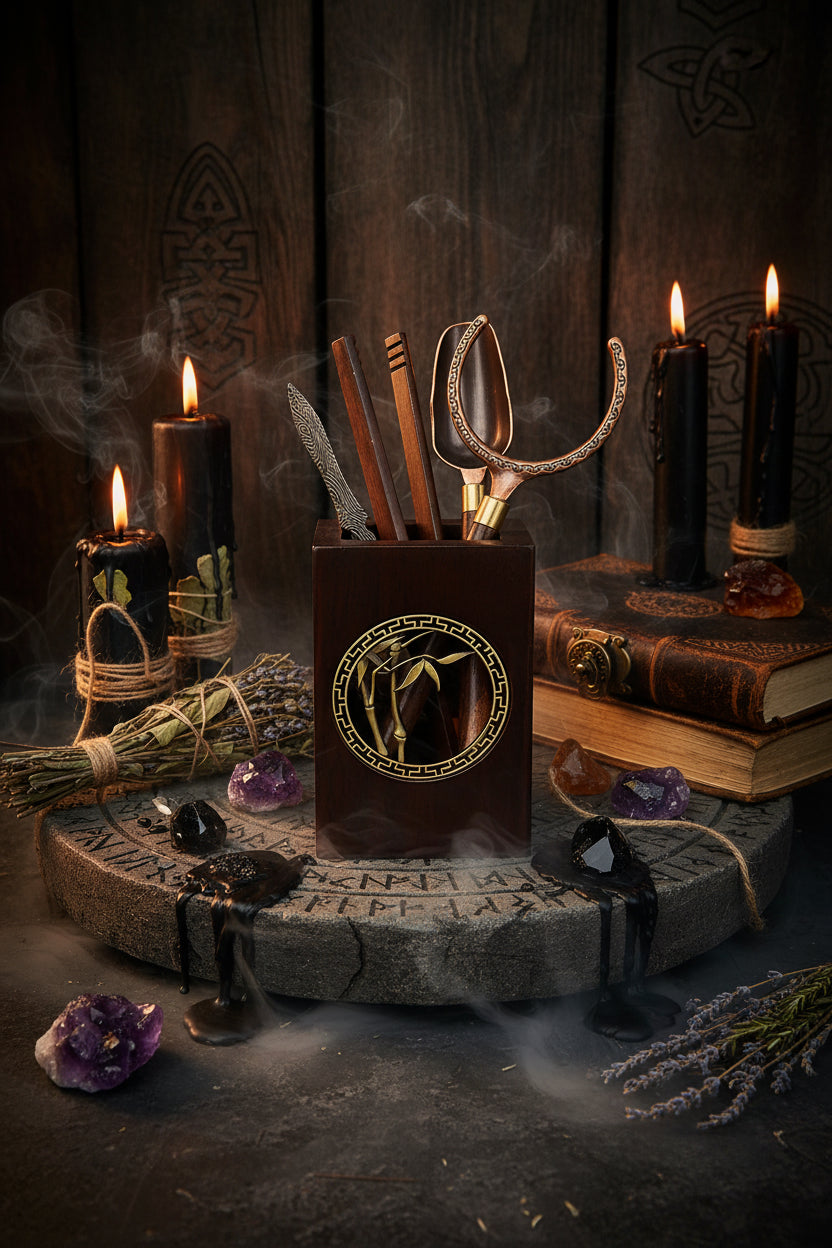 Ebony Tea Ceremony Set with Bamboo Tea Equipment Sorceress Sanctuary
