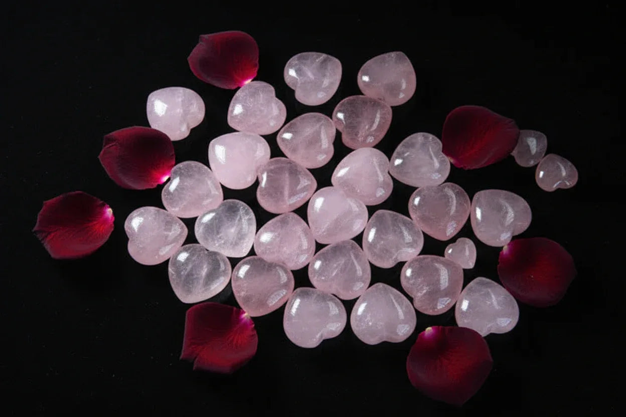 Rose Quartz Heart Crystals - Sorceress Sanctuary 30mmX25mmX18mm-55X55X20mm-28X28X15mm-20X20X7mm-25X25X10mm