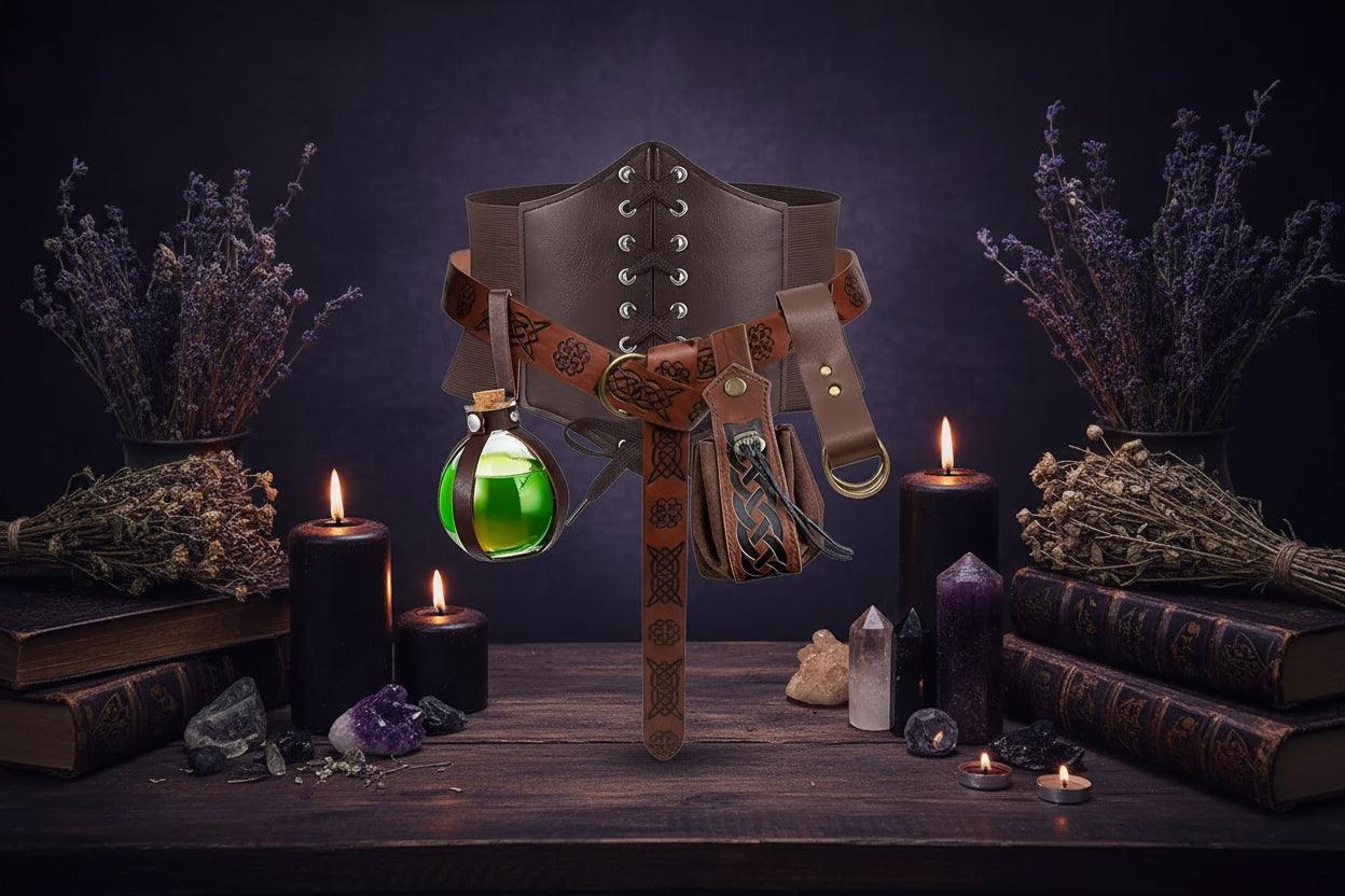 Renaissance Corset Set - Sorceress Sanctuary Black-Brown